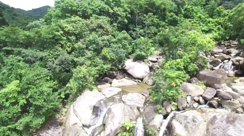 4K Rainforest Pond Waterfall Stock Footage 63618008