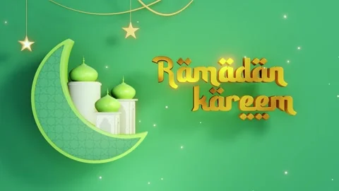 4K Ramadan Kareem Typography Green and Gold Islamic Pattern Graphic Video stock 334440448
