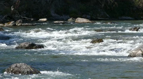 4k - Rapids on mountain river 01 Stock Footage 53318819