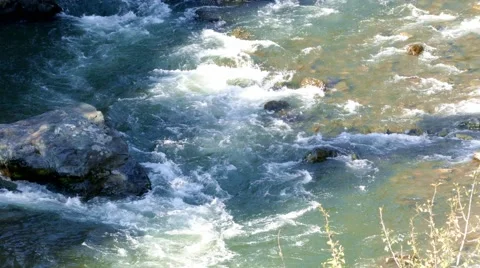 4k - Rapids on mountain river 02 Stock Footage 53283825