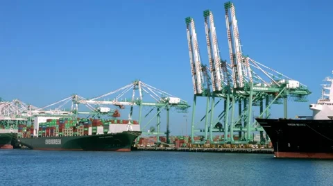 4K, RAW, Cargo Container Ship coming To The Sea Port of Los Angeles, BlackMagic Stock Footage 56269685