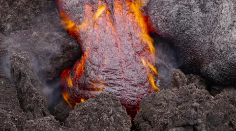4K RAW Lava Flow And Vegetation 02 Stock Footage 58880935