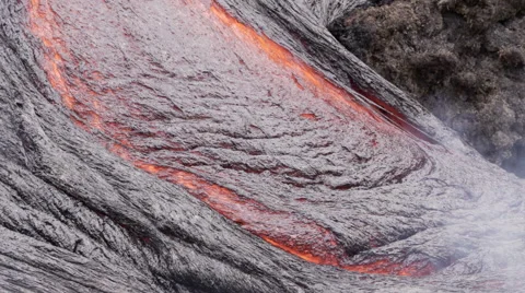 4K RAW Lava Flow And Vegetation 05 Stock Footage 58881383