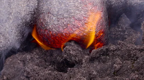 4K RAW Lava Flow And Vegetation 01 Stock Footage 58884478