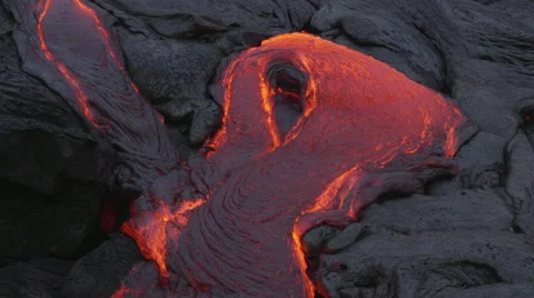 4K RAW Lava Flow Night 02 Stock Footage 58889157