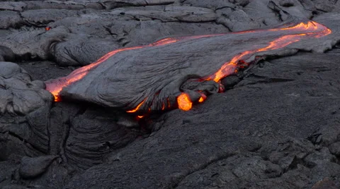 4K RAW Lava Flow Night 03 Stock Footage 58889731
