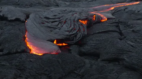 4K RAW Lava Flow Night 08 Stock Footage 58889805