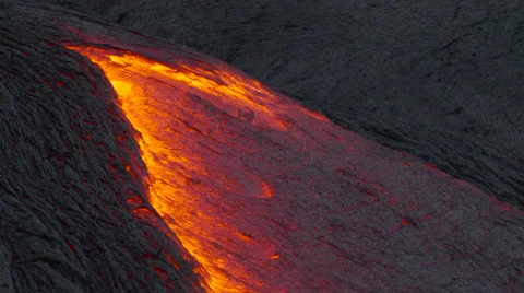 4K RAW Lava Flow Night 09 Stock Footage 58890084