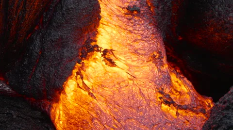 4K RAW Lava Flow Night 05 Stock Footage 58890657