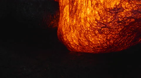 4K RAW Lava Flow Night 17 Stock Footage 58890761