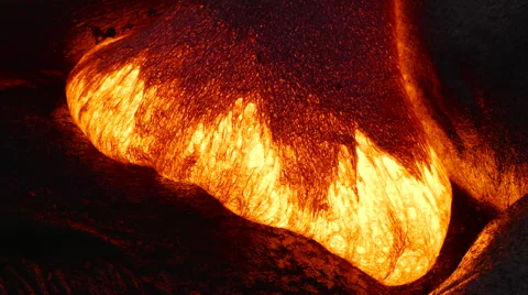 4K RAW Lava Flow Night 23 動画素材 58892373