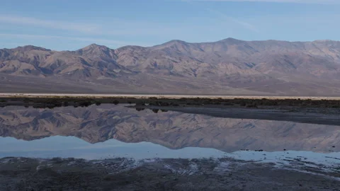 4K Real Time of Death Valley Mountains reflected in calm, glassy water Stock Footage 264005231