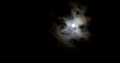 4k Real Time Full Moon In The Cloudy Sky Stock Footage 90812765