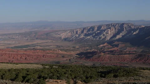 4K Real Time high angle panorama of Dinosaur National Monument in Utah Stock Footage 217843948