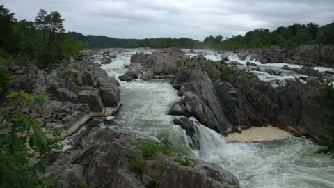 4K Real Time Shot Of Overcast Springtime Clouds At Great Falls National Park Stock Footage 138202086