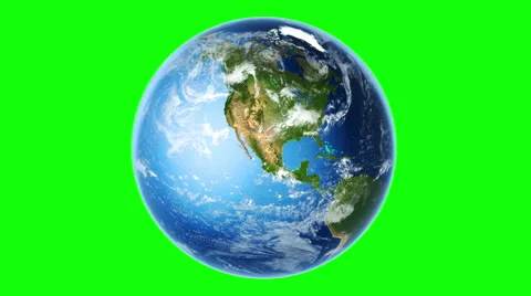 4K Realistic Earth Rotating (Loop on Greenscreen) Vidéo 61527725