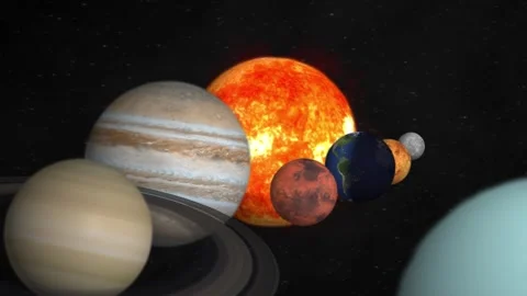4K Realistic Solar System Planets Cinematic Crane Shot Video stock 327221106