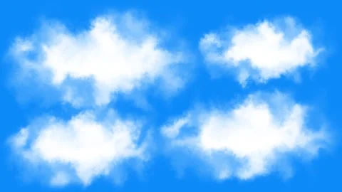 4K Realistic White Clouds Group Isolated On Blue Background Loop Stock Footage 344308493