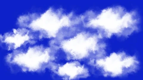 4K Realistic White Clouds Group Isolated On Blue Background Loop Stock Footage 344308624