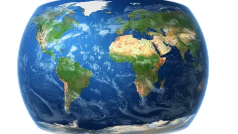 4K Realistic World Map Wraps to Globe (white bg) Vidéo 109639170