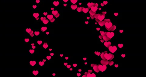 4k red abstract animated 3d flying hearts on transparent background Video stock 134689976