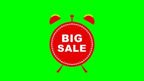 4K Red Alarm Clock Big Sale Animation on Green Screen Stock Footage 332724301