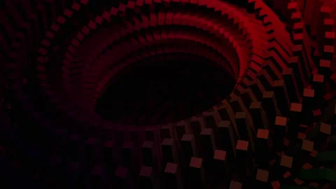 4K Red Black Geometric Tunnel Animation Looping 3D Digital Motion Vortex Stock Footage 339366005