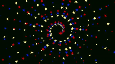 4k Red Blue Gold Spiral Stars Animated B, Stock Video