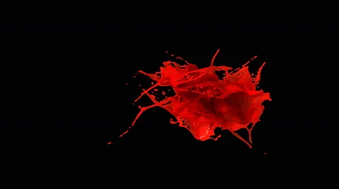 4k red bright paint splash, orange juice in slow motion isolated on black Stock Footage 49918854