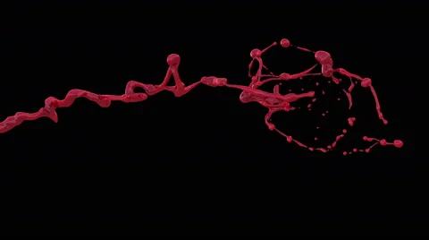 4k red bright paint splash, blood  in slow motion isolated on black background Stock Footage 54049008