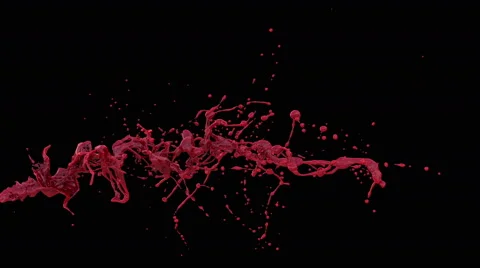 4k red bright paint splash, blood  in slow motion isolated on black background Stock Footage 54049410
