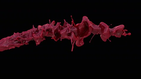 4k red bright paint splash, blood in slow motion isolated on black background Stock Footage 54249403
