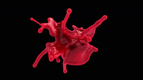 4k red bright paint splash, blood in slow motion isolated on black background Stock Footage 54259299