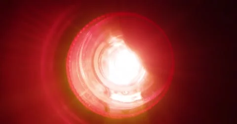 4K - Red emergency flasher. top view Stock Footage 52556478
