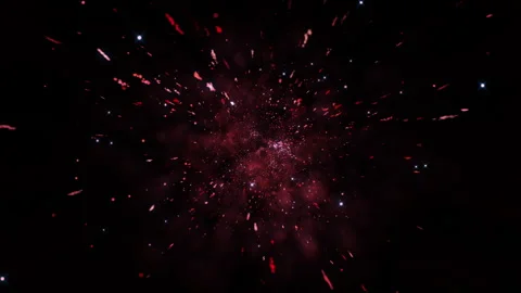 4K Red Explosion effect. Valentines day. Festive Fireworks. Isolated on black Stock Footage 256975047