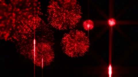4k Red Fireworks Animation. Stock Footage 58434050