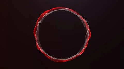 4K red glowing energy ring on dark background, particle portal frame with f.. Stock Illustration