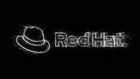 4k Red Hat word linux company brand logo,Matrix binary computer code. Stock Footage 112512974