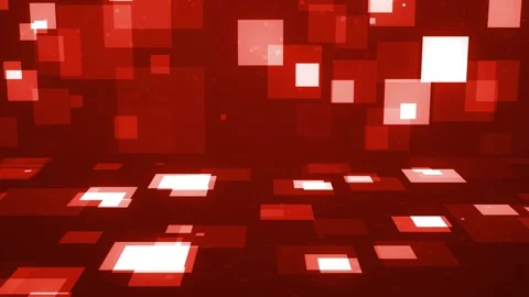 4K Red Looping Animation with Glowing Squares in Futuristic Grid Motion Stock-Footage 306331107