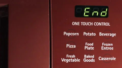 4K Red Microwave counts down from 10 Stock Footage 47204195