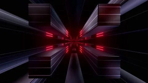 4k Red Neon Boxes Tunnel Stock Footage 220218885