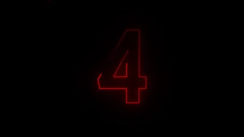 4K Red Neon Countdown with Transparent Outro Transition Видео 333916076