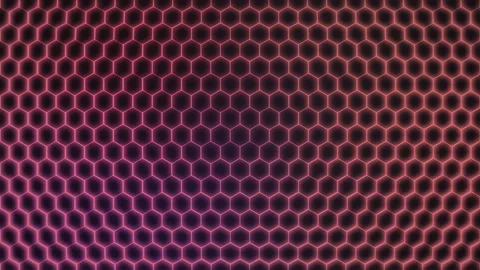 4K Red Neon Hexagonal Grid Animated Seamless Loop Cyberpunk Background Video Stock Footage 335160164