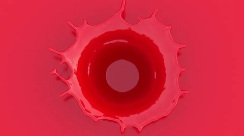 4k red paint drop falling in slow motion in red paint and making crown splash Stock Footage 59464894