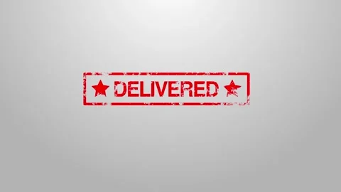 A 4K red rubber stamp animation with the word "DELIVERED", featuring a grunge 動画素材 301627931