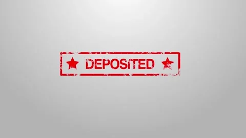 A 4K red rubber stamp animation with the word "DEPOSITED", featuring a grunge 스톡 동영상 301627932