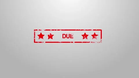 A 4K red rubber stamp animation with the word "DUE", featuring a grunge ink e 動画素材 301627938