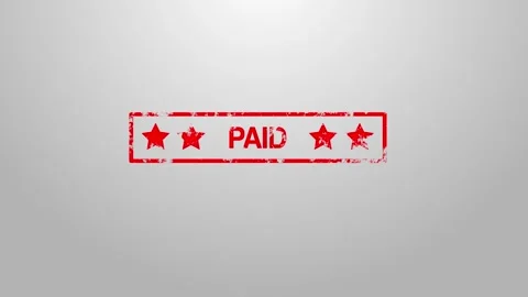 A 4K red rubber stamp animation with the word "PAID", featuring a grunge ink 스톡 동영상 301627960