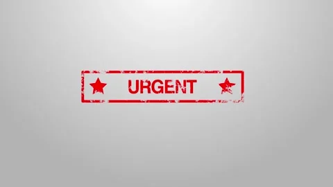 A 4K red rubber stamp animation with the word "URGENT", featuring a grunge in 動画素材 301627995