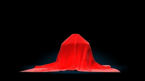 4k Red satin cloth reveals gift box present transition Stock Footage
